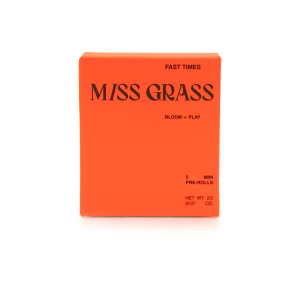 Red product package of Miss Grass Fast Times prerolls. 