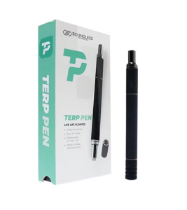 Boundless Terp Pen Nectar Collector in black with its packaging, featuring a sleek and portable design.